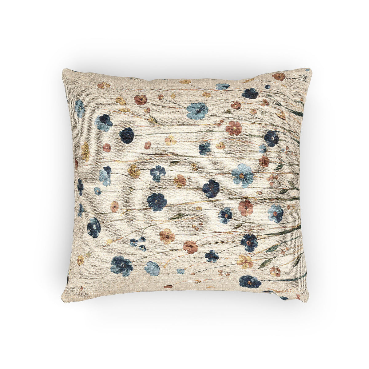 Wildflower Woven Throw Pillow | Blue and Orange Cottage Decor