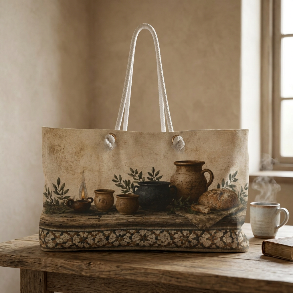 Pottery Lover Travel Bag | Rustic Mosaic Overnight Tote
