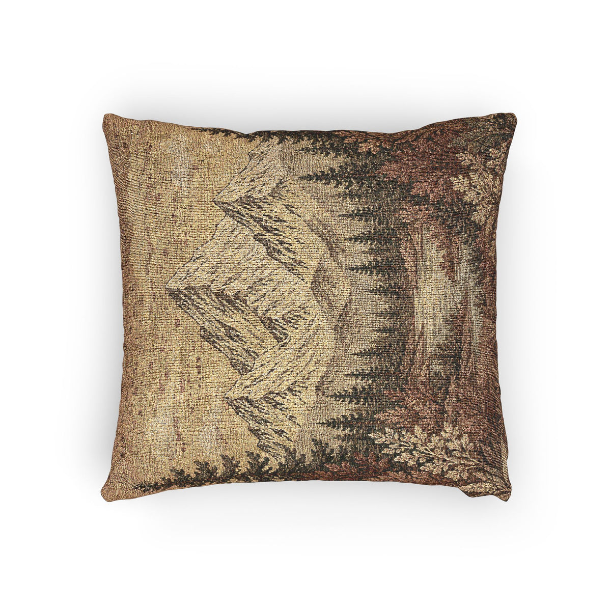 Mountain Lake Woven Throw Pillow | Rustic Cabin Decor