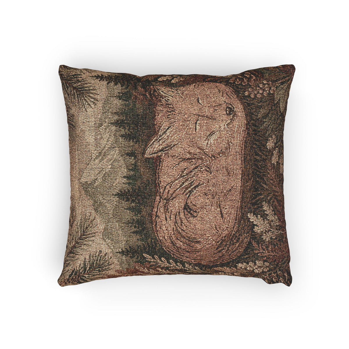 Sleeping Fox Woven Throw Pillow | Rustic Mountain Decor