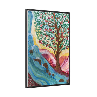 Framed Canvas Tree of Life River Landscape Wall Art – Colorful Nature Decor | NOT Ai