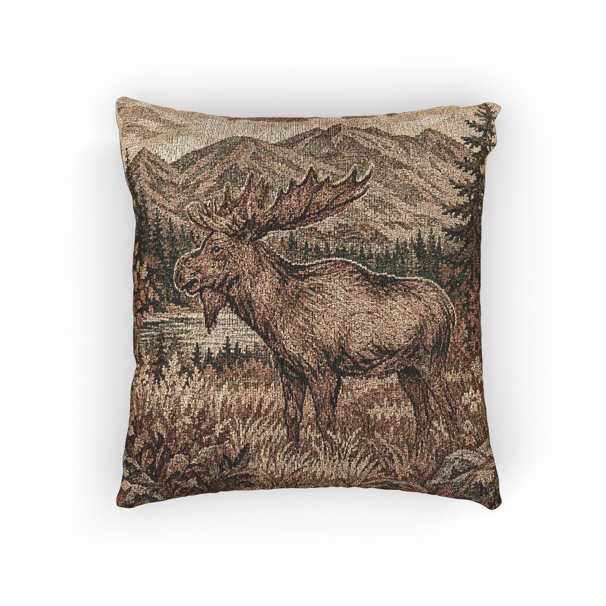 Moose Woven Throw Pillow | Alpine Cabin Lodge Decor