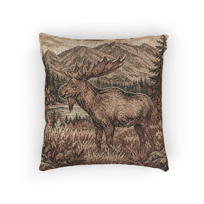 Moose Woven Throw Pillow | Alpine Cabin Lodge Decor