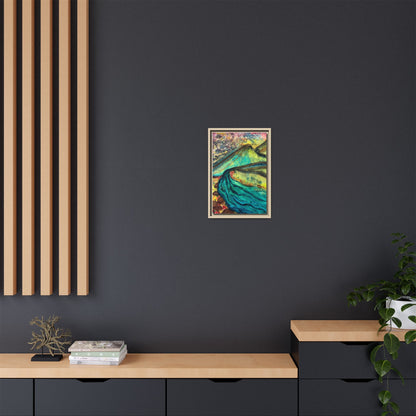 Still Waters River & Mountain Abstract Painting, Turquoise Teal Decor - Framed Canvas Wall Art | Various Sizes | NOT Ai