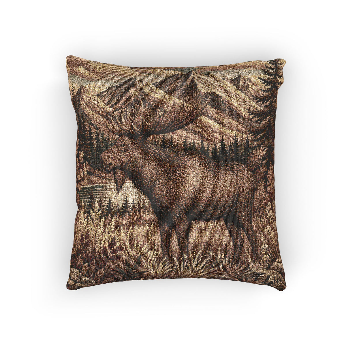 Moose Woven Throw Pillow | Autumn Cabin Lodge Decor