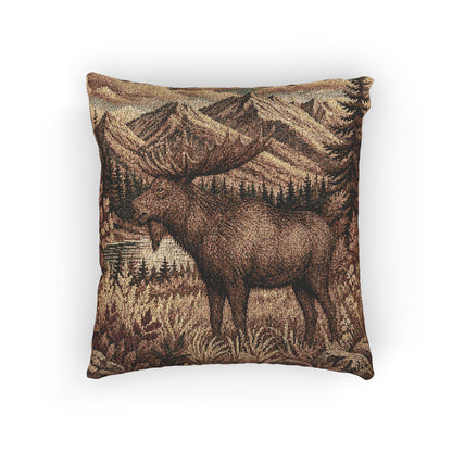 Moose Woven Throw Pillow | Autumn Cabin Lodge Decor