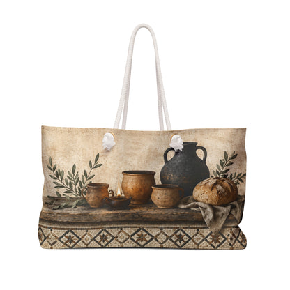Pottery Lover Travel Bag | Geometric Mosaic Overnight Tote