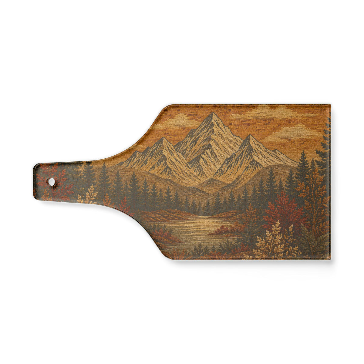 Mountain Lake Glass Cutting Board | Rustic Cabin Kitchen Decor
