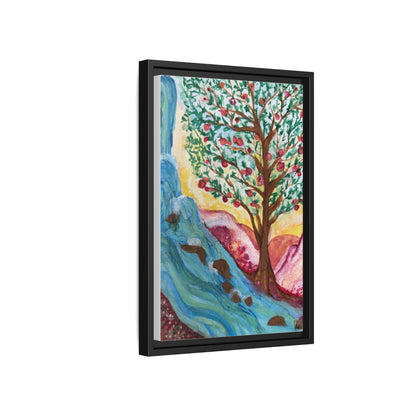 Framed Canvas Tree of Life River Landscape Wall Art – Colorful Nature Decor | NOT Ai