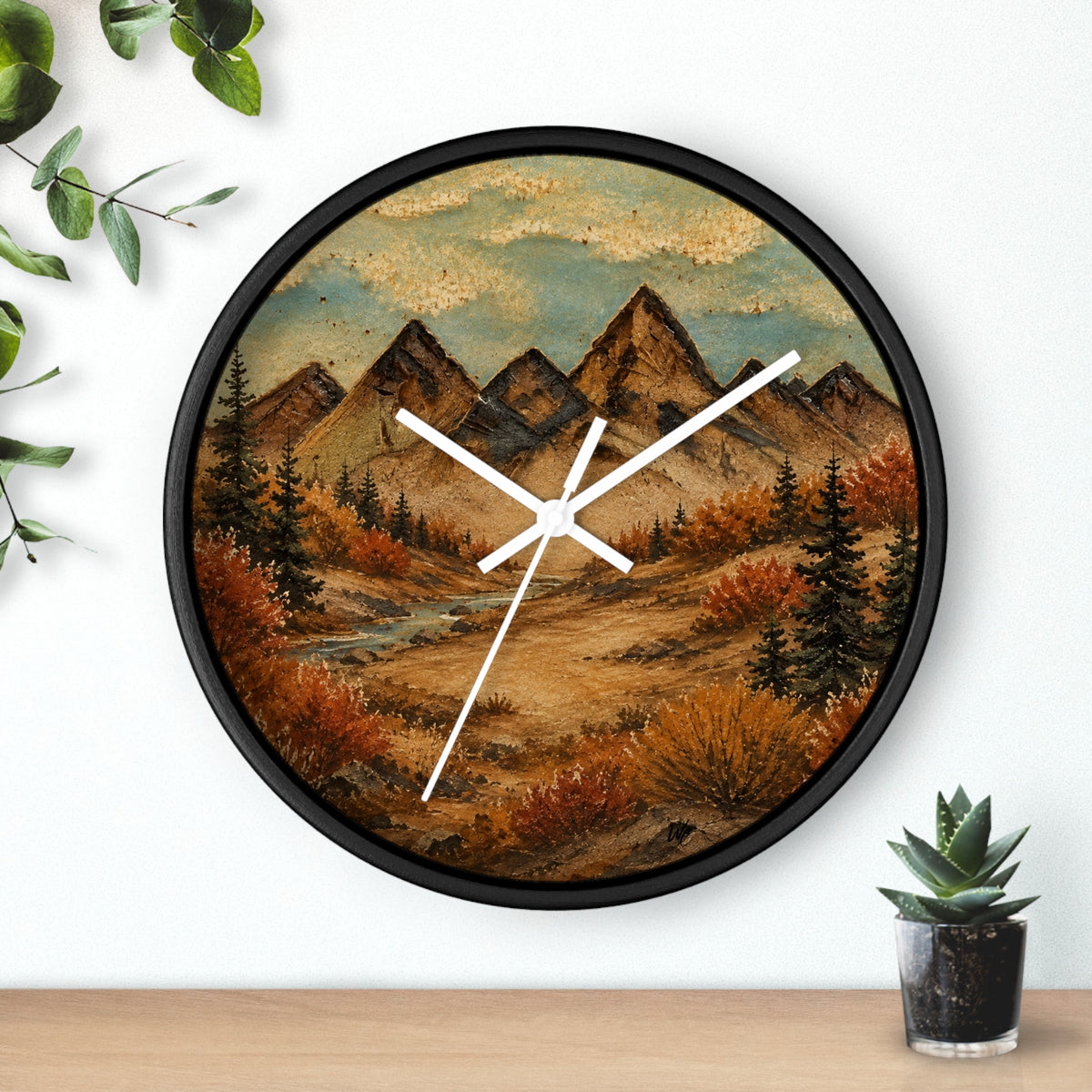 Mountain River Wall Clock, 10" | Rustic Cabin Decor