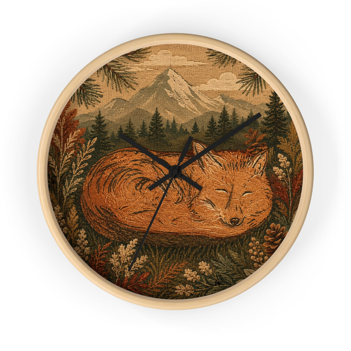 Sleeping Fox Wall Clock, 10" | Woodland Nursery Decor