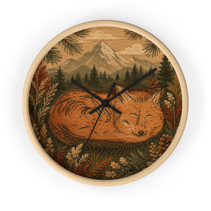 Sleeping Fox Wall Clock, 10" | Woodland Nursery Decor