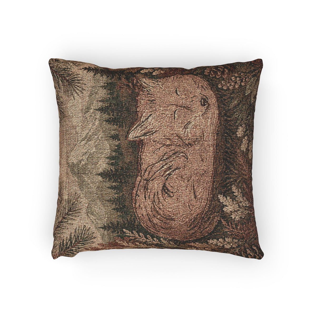 Sleeping Fox Woven Throw Pillow | Rustic Mountain Decor