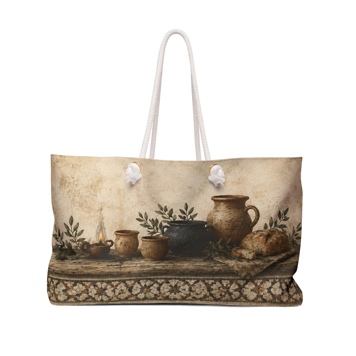 Pottery Lover Travel Bag | Rustic Mosaic Overnight Tote