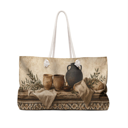 Pottery Lover Travel Bag | Olive Mosaic Overnight Tote