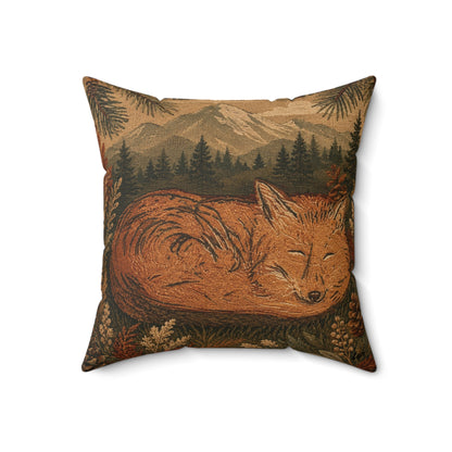 Sleeping Fox Throw Pillow | Mountain Woodland Decor