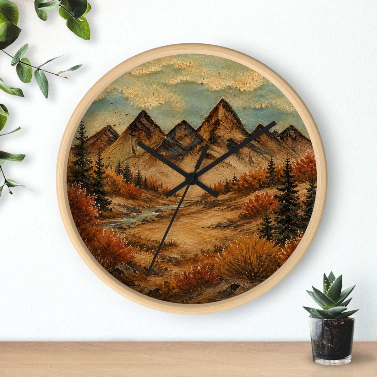 Mountain River Wall Clock, 10" | Rustic Cabin Decor