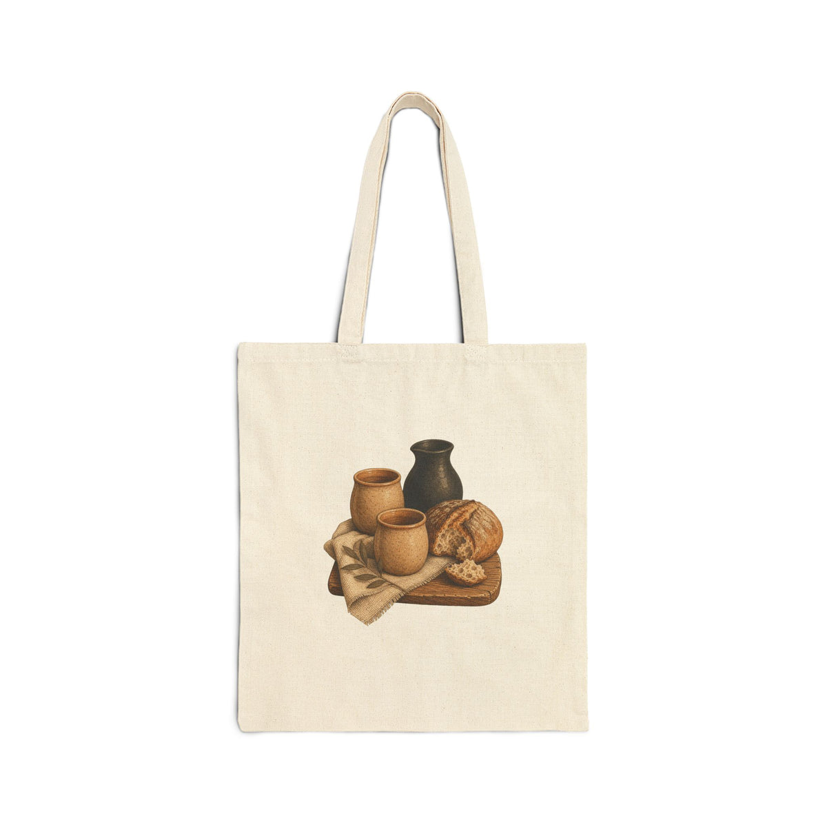 Biblical Pottery Tote Bag | Bread and Cup Christian Gift