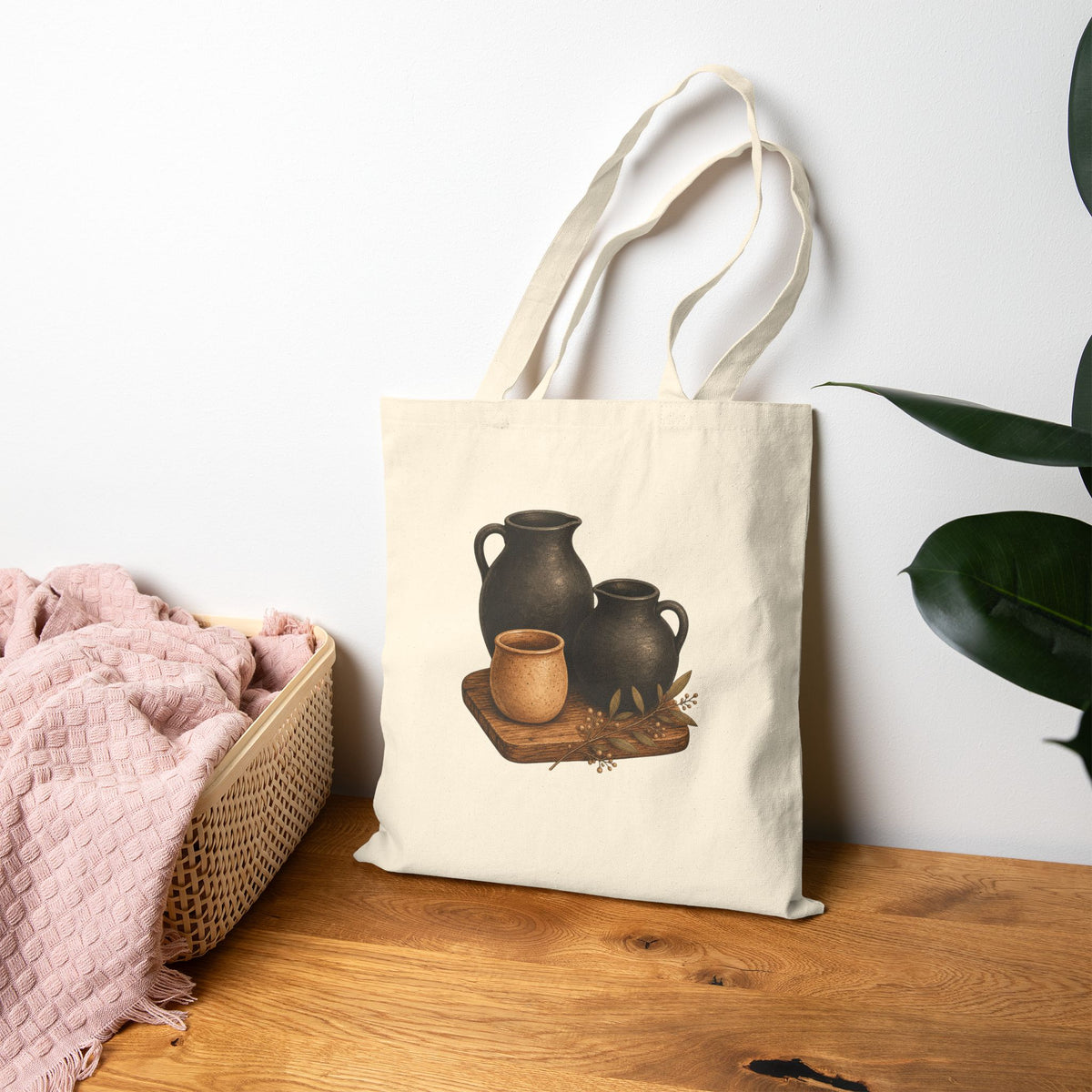Biblical Pottery Tote Bag | Matte Black Vessel Christian Gift