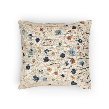 Wildflower Woven Throw Pillow | Blue and Orange Cottage Decor