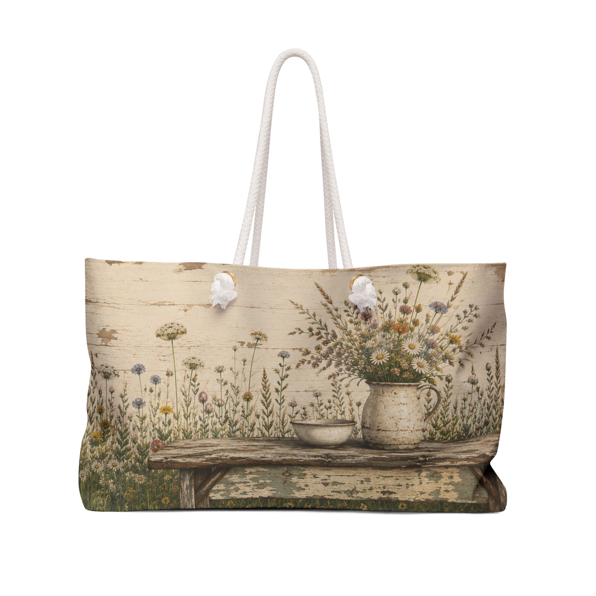 Wildflower Pottery Travel Bag | Cottage Garden Overnight Tote