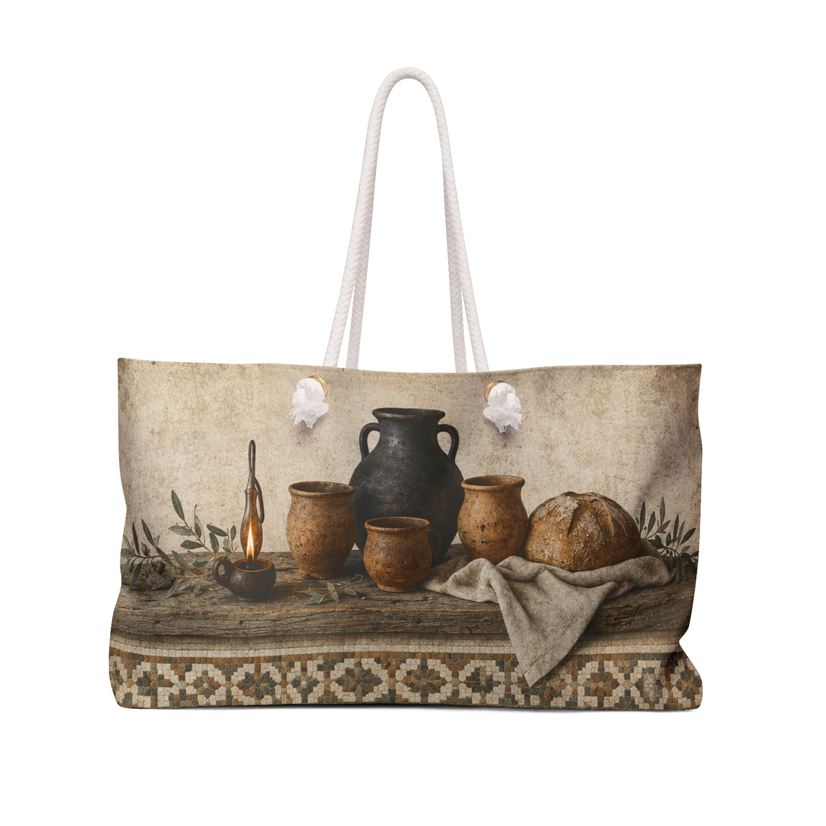 Biblical Pottery Travel Bag | Ancient Mosaic Overnight Tote