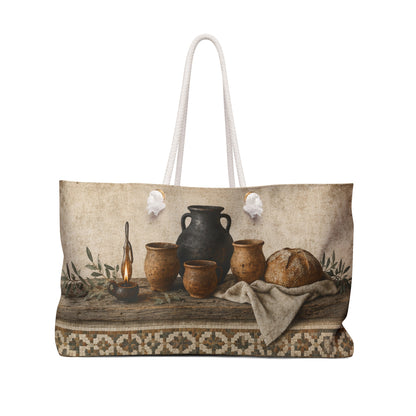 Biblical Pottery Travel Bag | Ancient Mosaic Overnight Tote