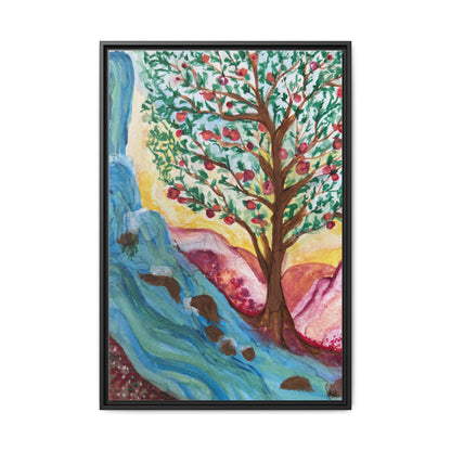 Framed Canvas Tree of Life River Landscape Wall Art – Colorful Nature Decor | NOT Ai