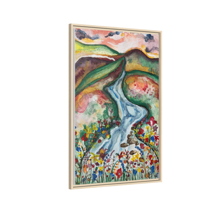 Consider the Lilies Mountain River & Wildflower Framed Canvas Wall Art