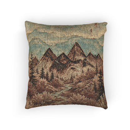 Mountain River Woven Throw Pillow | Rustic Cabin Decor