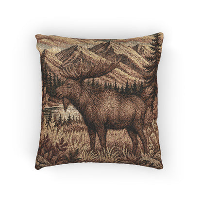 Moose Woven Throw Pillow | Autumn Cabin Lodge Decor