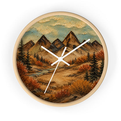 Mountain River Wall Clock, 10" | Rustic Cabin Decor