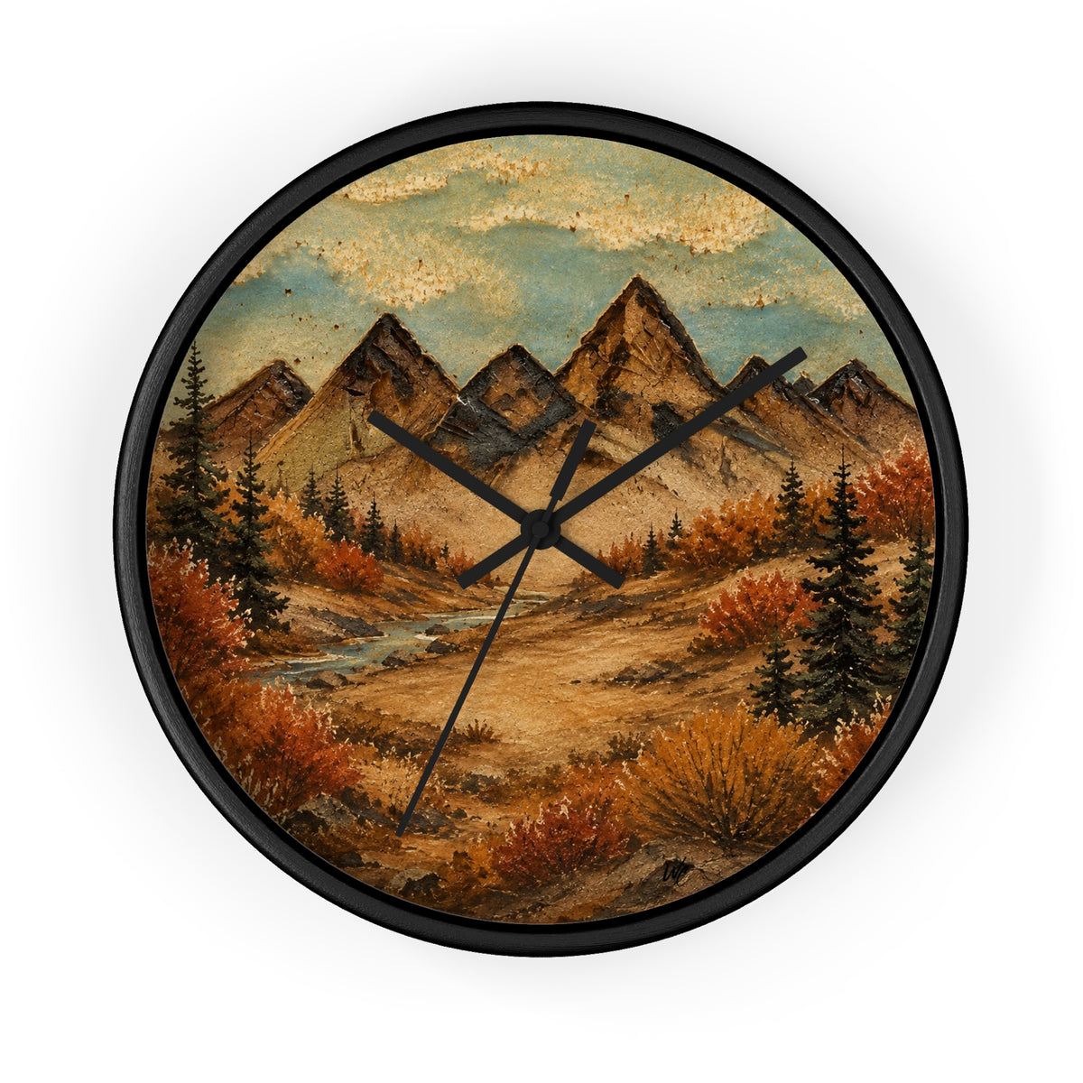 Mountain River Wall Clock, 10" | Rustic Cabin Decor