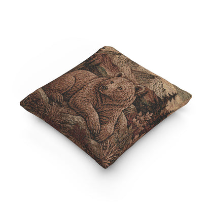 Bear Woven Throw Pillow | Rustic Woodland Cabin Decor