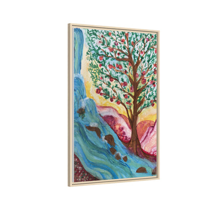 Framed Canvas Tree of Life River Landscape Wall Art – Colorful Nature Decor | NOT Ai