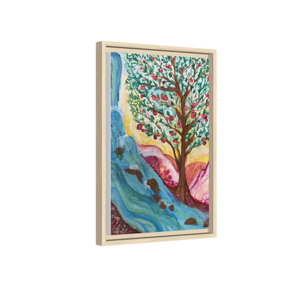 Framed Canvas Tree of Life River Landscape Wall Art – Colorful Nature Decor | NOT Ai