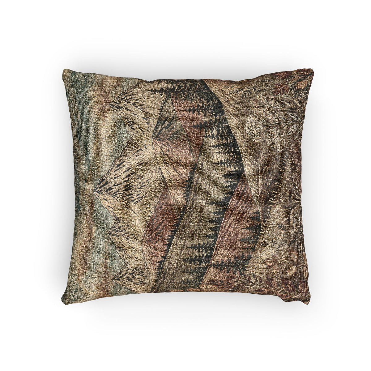 Mountain Wildflower Woven Pillow | Rustic Cabin Decor
