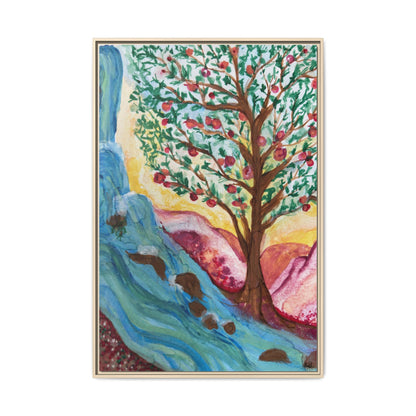 Framed Canvas Tree of Life River Landscape Wall Art – Colorful Nature Decor | NOT Ai