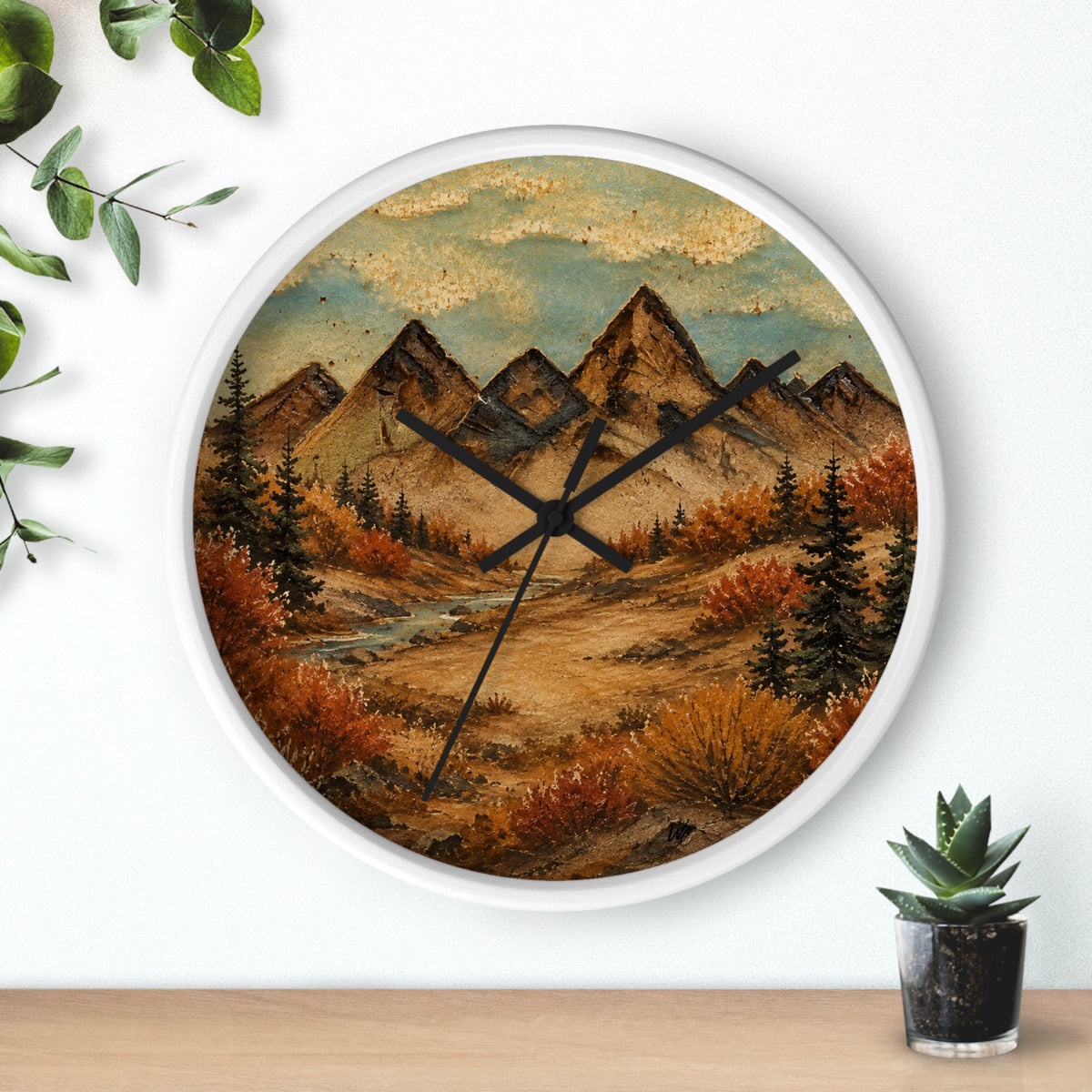 Mountain River Wall Clock, 10" | Rustic Cabin Decor