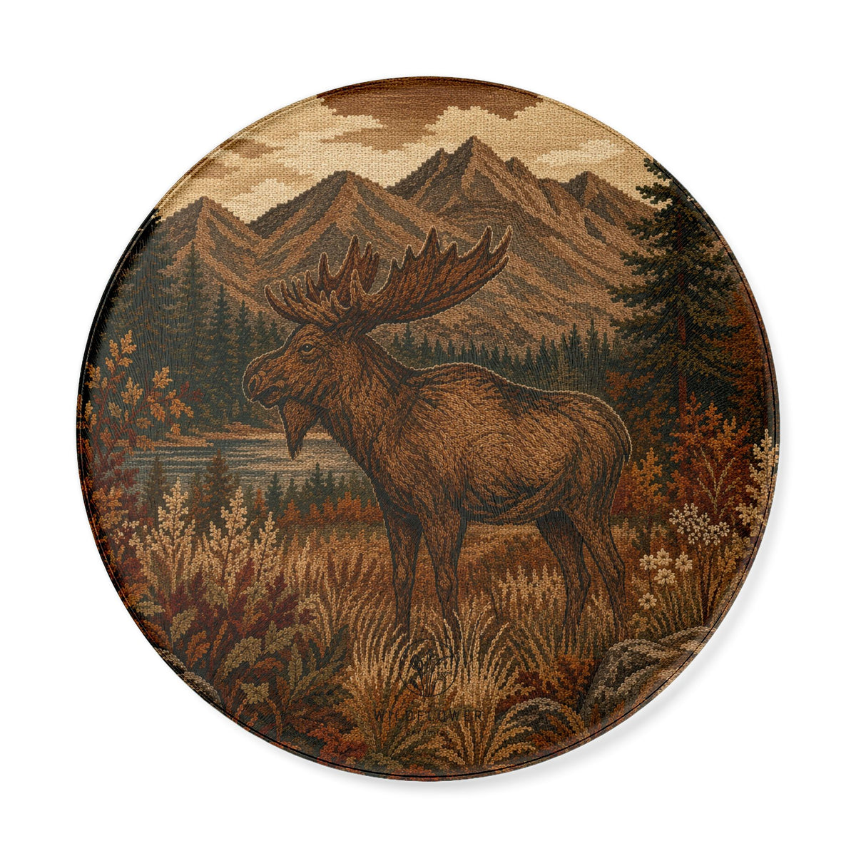 Moose Round Glass Cutting Board | Rustic Cabin Kitchen Decor