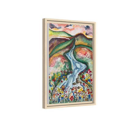 Consider the Lilies Mountain River & Wildflower Framed Canvas Wall Art