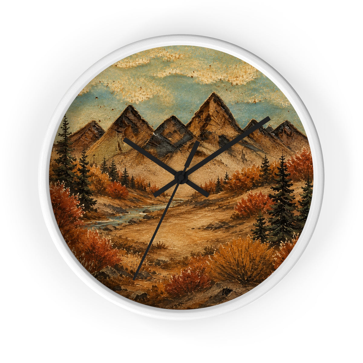 Mountain River Wall Clock, 10" | Rustic Cabin Decor