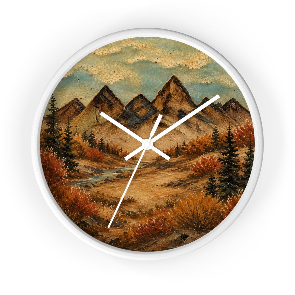 Mountain River Wall Clock, 10" | Rustic Cabin Decor