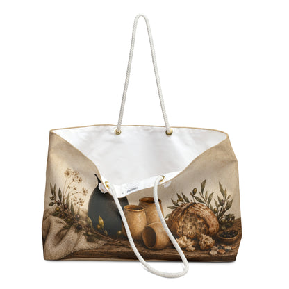 Biblical Pottery Travel Bag | Rustic Bread Table Overnight Tote