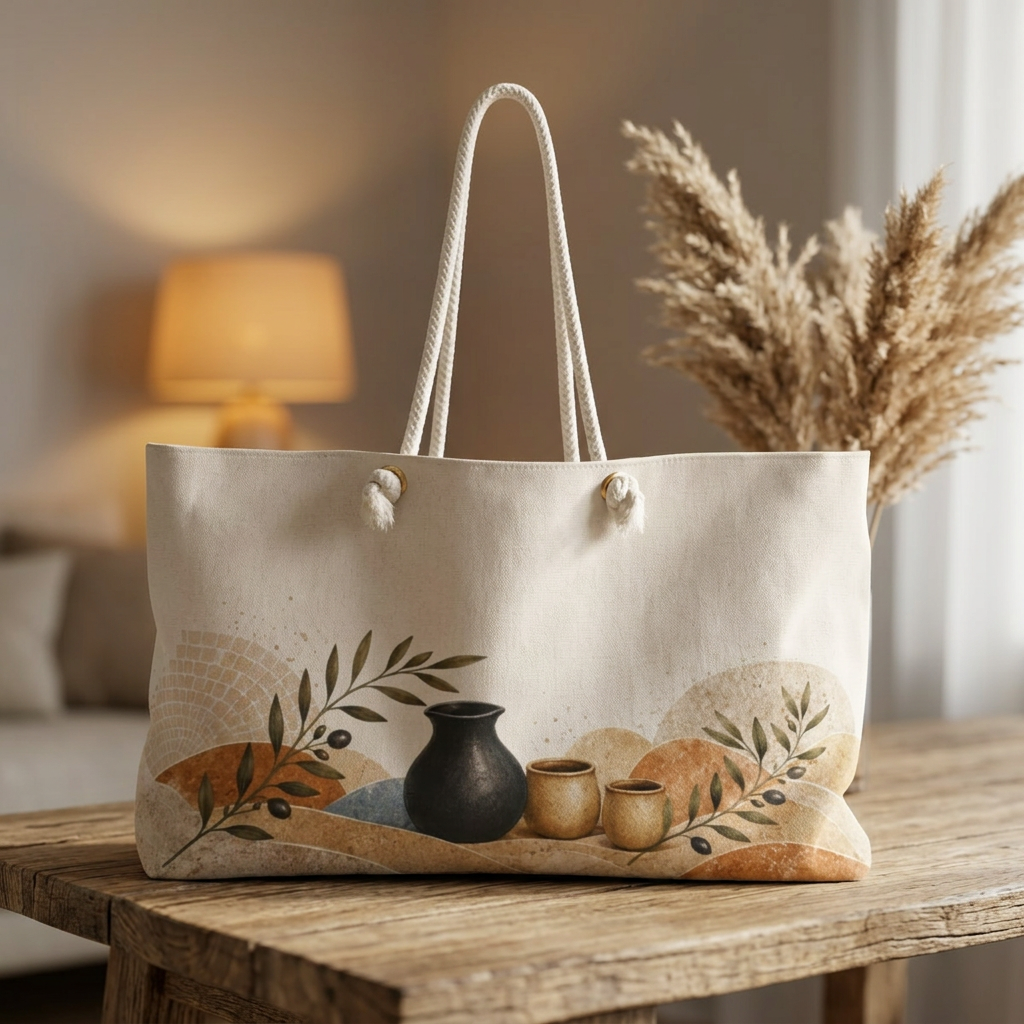 Modern Pottery Travel Bag | Mediterranean Mosaic Overnight Tote