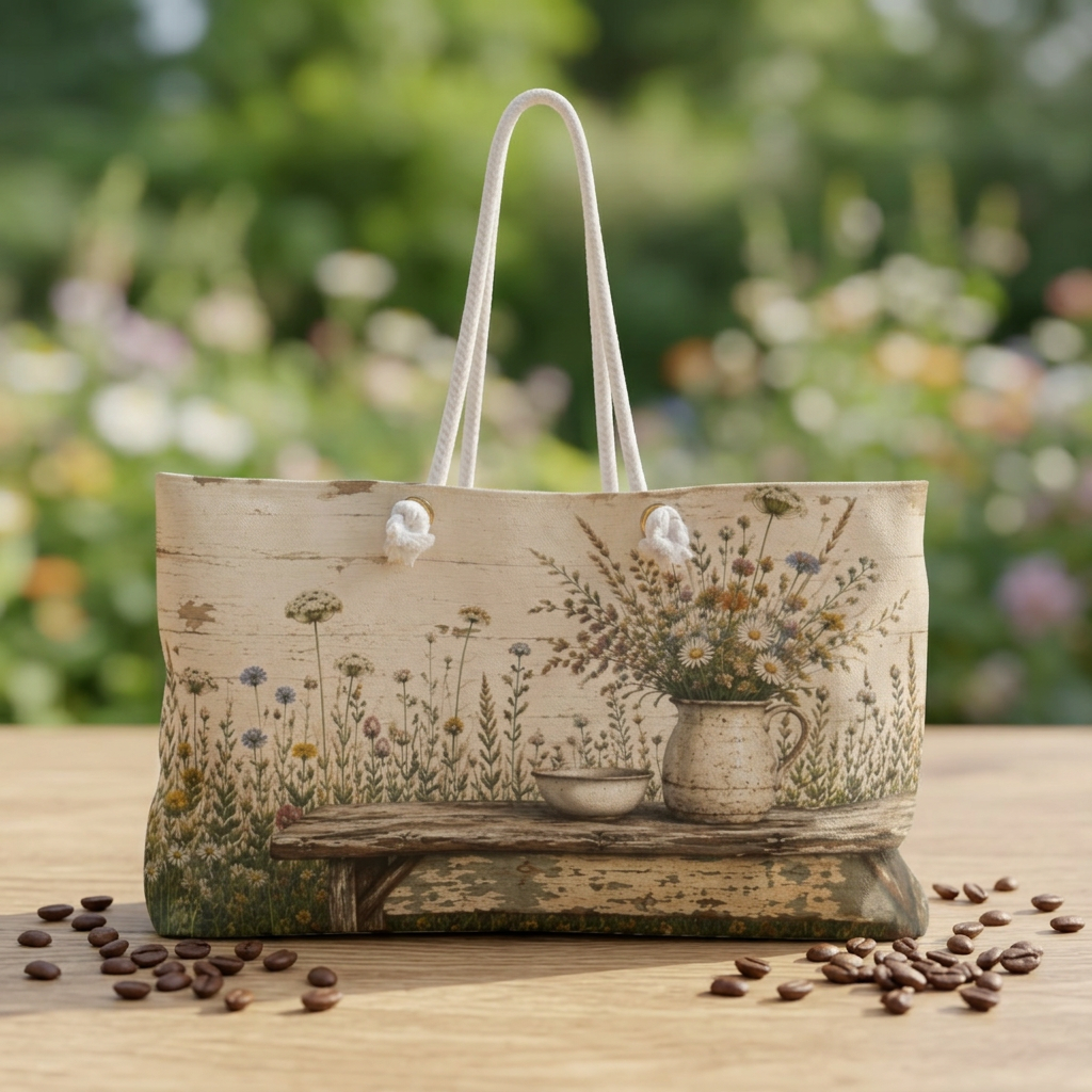 Wildflower Pottery Travel Bag | Cottage Garden Overnight Tote