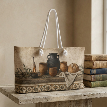 Biblical Pottery Travel Bag | Ancient Mosaic Overnight Tote