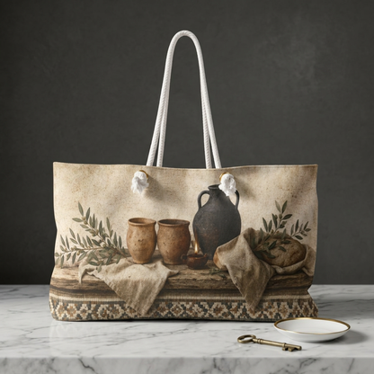 Pottery Lover Travel Bag | Olive Mosaic Overnight Tote