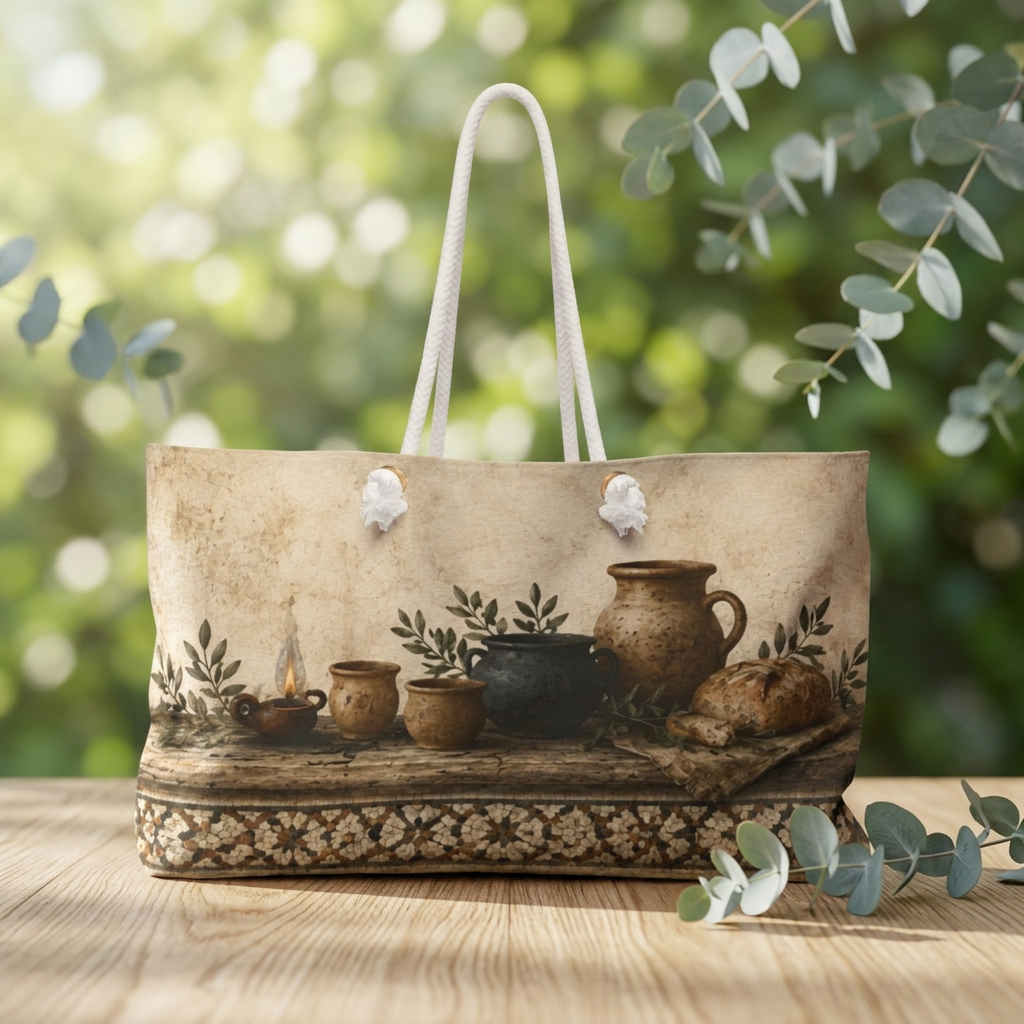 Pottery Lover Travel Bag | Rustic Mosaic Overnight Tote