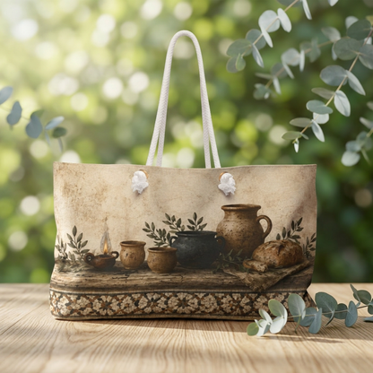 Pottery Lover Travel Bag | Rustic Mosaic Overnight Tote